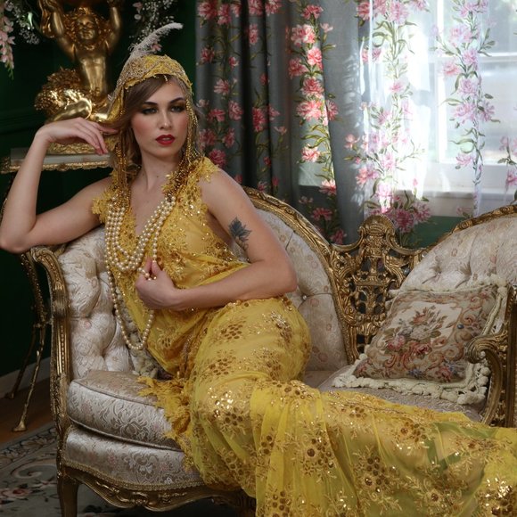 Sample Gown "DUCHESS RUTH" Gatsby Wedding Gown - Picture 10 of 16